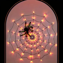 Halloween LED Spider Web Light Decor, featuring 70 LED lights, USB-powered with remote control