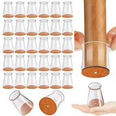 Clear Silicone Chair Foot Covers with Yellow Felt