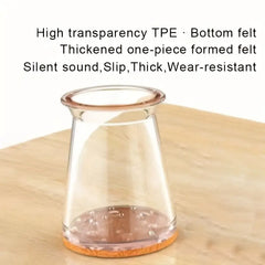 Clear Silicone Chair Foot Covers with Yellow Felt