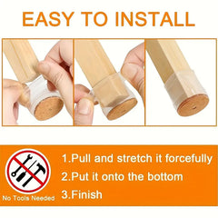 Clear Silicone Chair Foot Covers with Yellow Felt