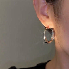 14K Gold-plated Diamond-Studded Metal Hoop Earrings