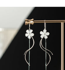 Sterling Silver Flower Threader Earrings