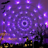 Halloween LED Spider Web Light Decor, featuring 70 LED lights, USB-powered with remote control