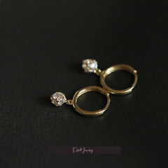 14K Gold-plated Diamond Ball Earrings