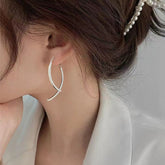 14K Gold-plated Simple Line Cross Earrings