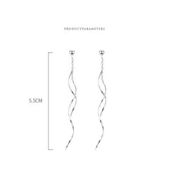 Sterling Silver Wavy Long Earrings