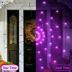 Halloween LED Spider Web Light Decor, featuring 70 LED lights, USB-powered with remote control