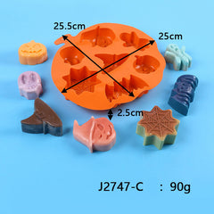 Halloween molds for chocolate, jelly, candies, pastries, and ice cubes, featuring various skull shapes