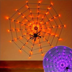 Halloween LED Spider Web Light Decor, featuring 70 LED lights, USB-powered with remote control