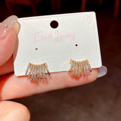 14K Gold-Plated Diamond Multi-Layer Earrings