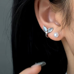 14K Gold-Plated Elegant Pearl Fishtail Earrings