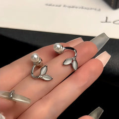 14K Gold-Plated Elegant Pearl Fishtail Earrings