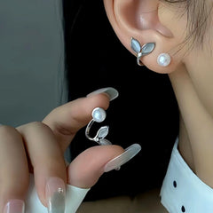 14K Gold-Plated Elegant Pearl Fishtail Earrings