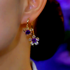 14K Gold-Plated Elegant Purple Flower Earrings