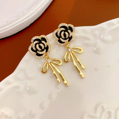 14K Gold-Plated Elegant Zircon Flower Earrings