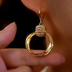 14K Gold-Plated Elegant Zircon Geometric Hoop Earrings