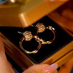 14K Gold-Plated Elegant Zircon Geometric Hoop Earrings