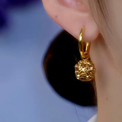 14K Gold-Plated Exquisite Coffee Color Diamond Ball Earrings