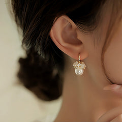 14K Gold-Plated Flower Pearl Earrings