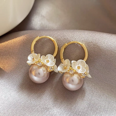 14K Gold-Plated Flower Pearl Earrings