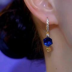 14K Gold-Plated Luxury Blue Diamond Earrings