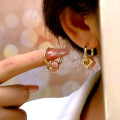 14K Gold-Plated Luxury Pink Lucky Bead Earrings