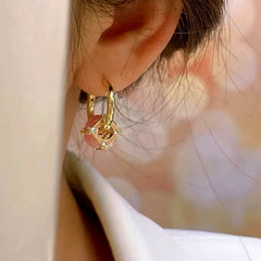 14K Gold-Plated Luxury Pink Lucky Bead Earrings