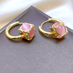 14K Gold-Plated Luxury Pink Lucky Bead Earrings