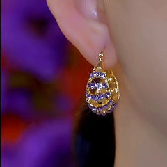 14K Gold-Plated Luxury Purple Zircon Earrings