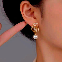 14K Gold-Plated Spiral Pearl Earrings
