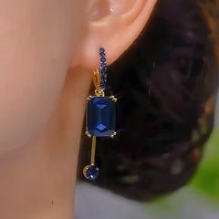 14K Gold-plated 2024 Trendy Elegant Dark Blue Crystal Earrings
