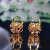 14K Gold-plated Crystal Basket Earrings