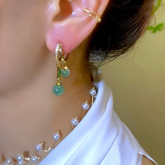 14K Gold-plated Cat's Eye Bamboo Earrings