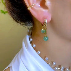 14K Gold-plated Cat's Eye Bamboo Earrings