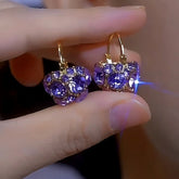 14K Gold-plated Purple Crystal Basket Earrings