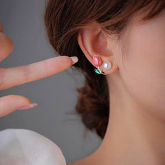 14K Gold-plated Tulip Pearl Stud Earrings