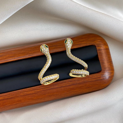 14K Gold Plated Zodiac Snake Year Snake-Shaped Ear Bone Clip Earrings