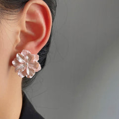 Silver Post Pink Sweet Gardenia Earrings
