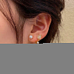 Sterling Silver Cat Eye Pearl Flower Earrings