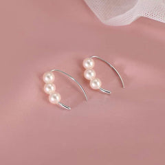 Sterling Silver Pearl Ear Hook Earrings