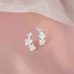 Sterling Silver Plum Blossom Stud Earrings