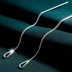Sterling Silver Water Drop Threader Earrings