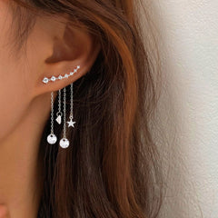 Sterling Silver Zircon Dangle Earrings