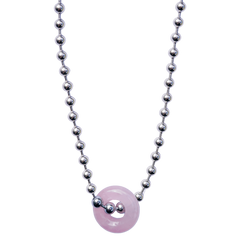 Rose Quartz Donut Ball Chain Necklace