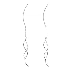 Sterling Silver Wavy Tassel Threader Earrings