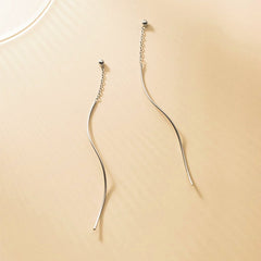 Sterling Silver Simple Wavy Threader Earrings