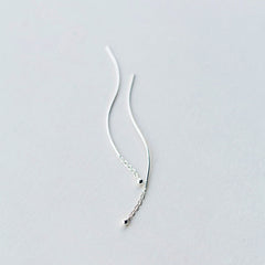 Sterling Silver Simple Wavy Threader Earrings