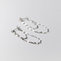 Sterling Silver Double-layer Chain Earrings