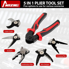 مجموعة كماشة متعددة الاستخدامات قابلة للتبديل 5 في 1 من مازينج