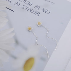 Sterling Silver Daisy Threader Earrings